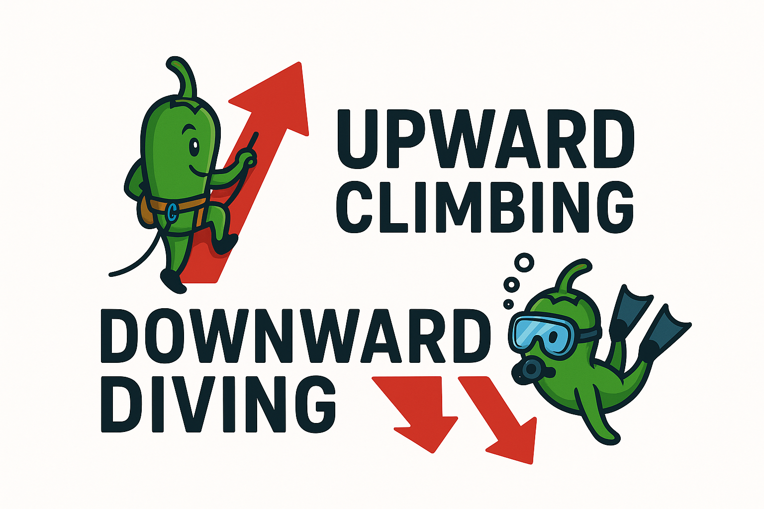 upward climbing downward diving